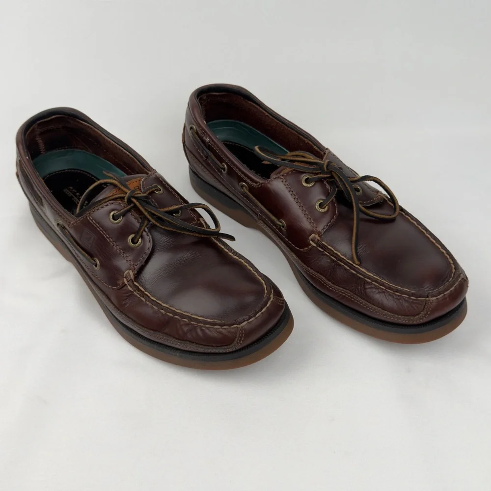 Brown Leather Boat Shoes Classic Moc Toe Sz 10.5M Sperry Top-Sider Coastal Prep